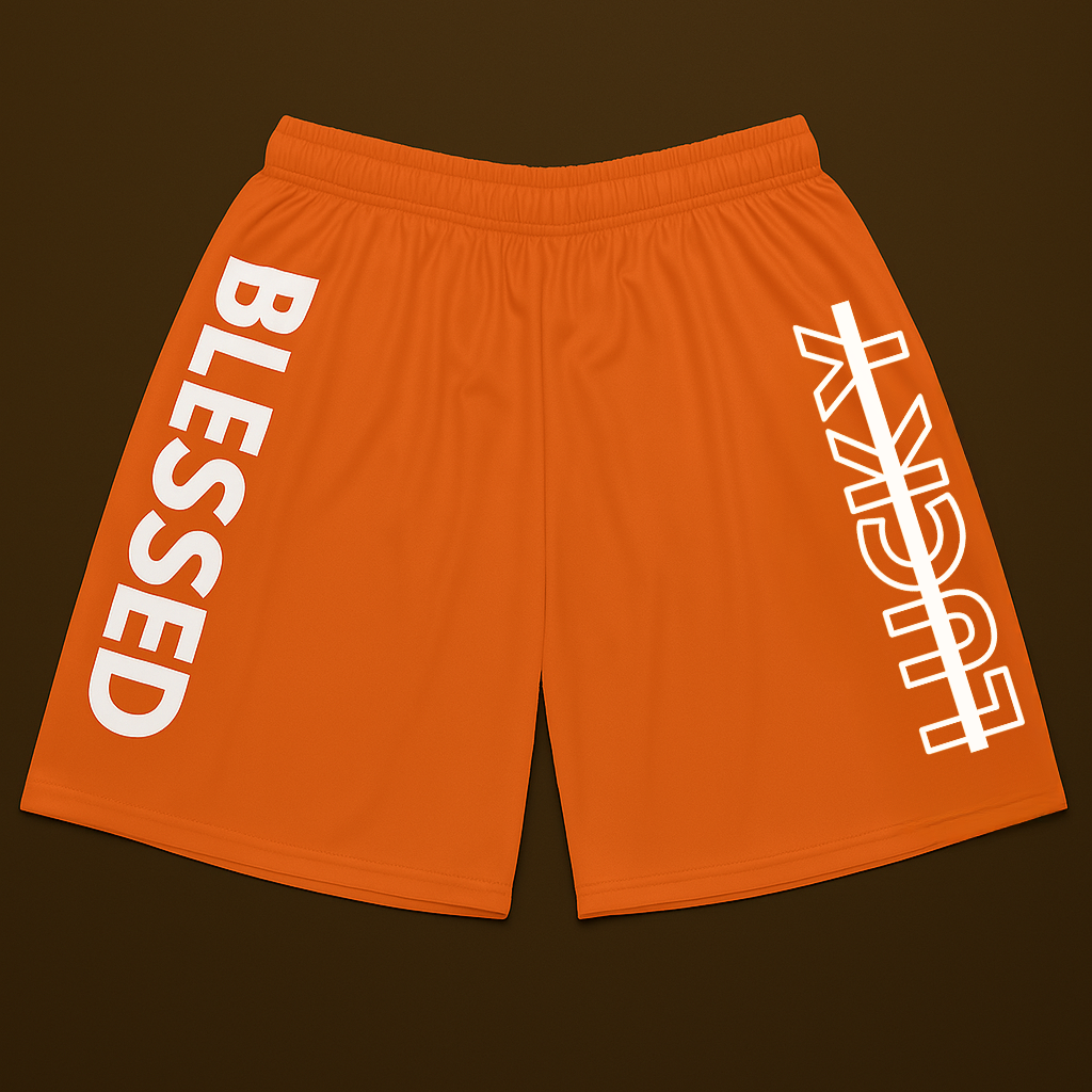 Orange Blessed Not Lucky (Men's Basketball Shorts)