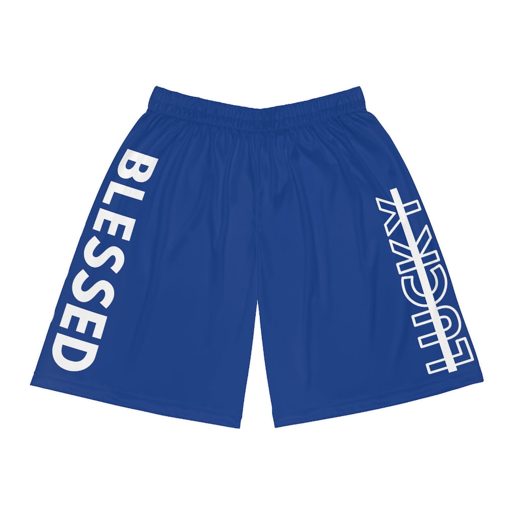 Blue Blessed Not Lucky (Men's Basketball Shorts)