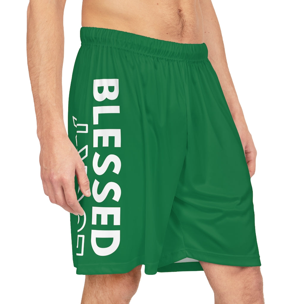 Green Blessed Not Lucky (Men's Basketball Shorts)