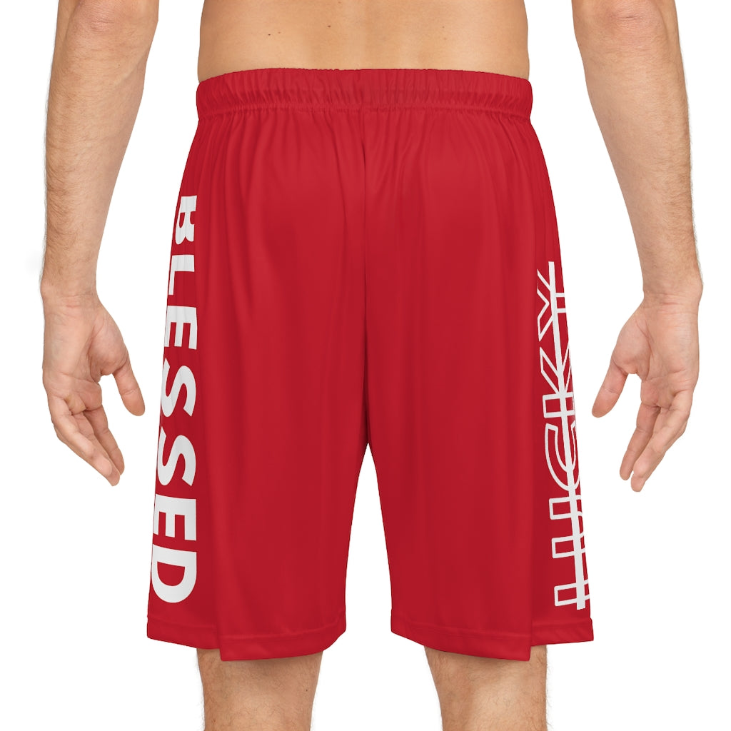 Red Blessed Not Lucky (Men's Basketball Shorts)