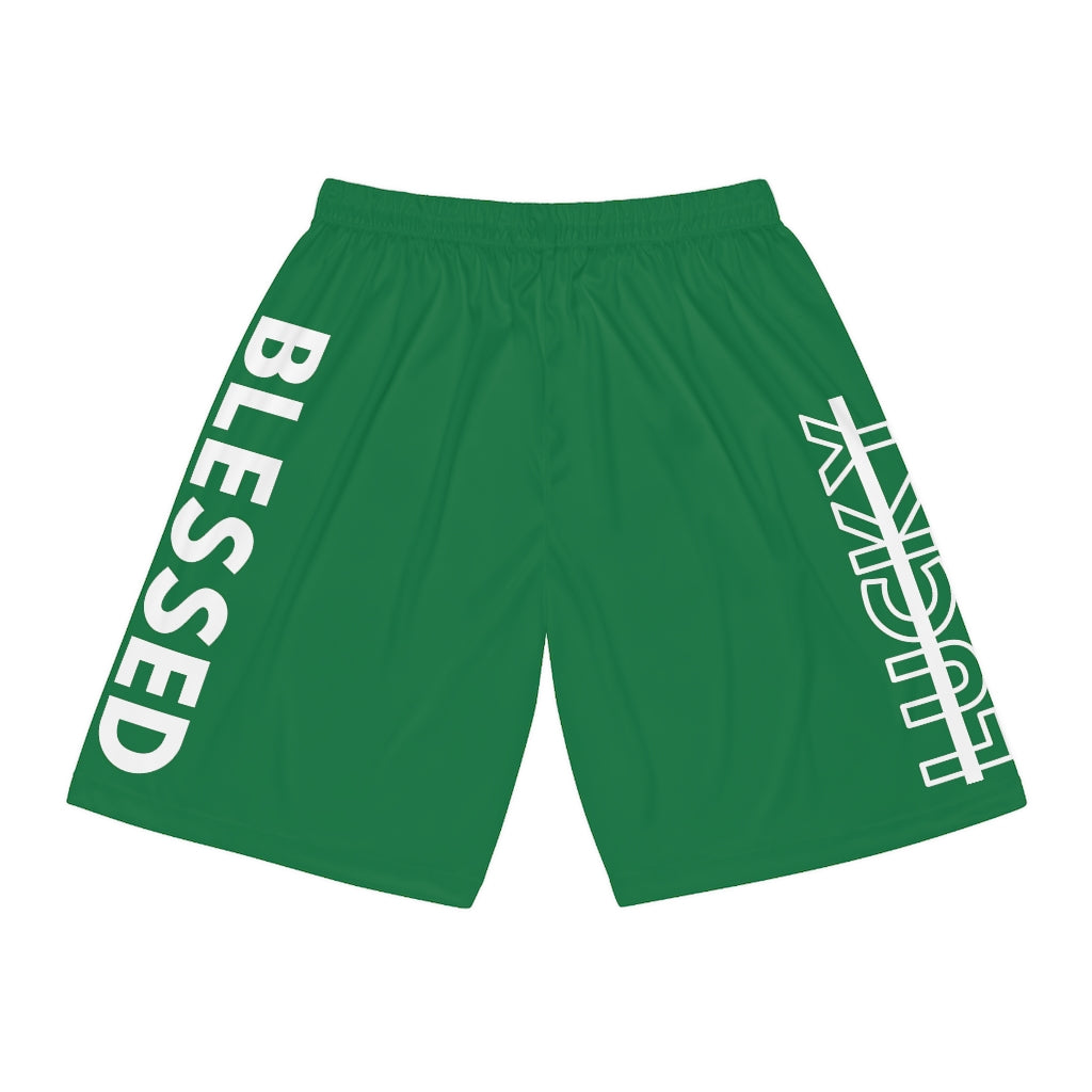 Green Blessed Not Lucky (Men's Basketball Shorts)