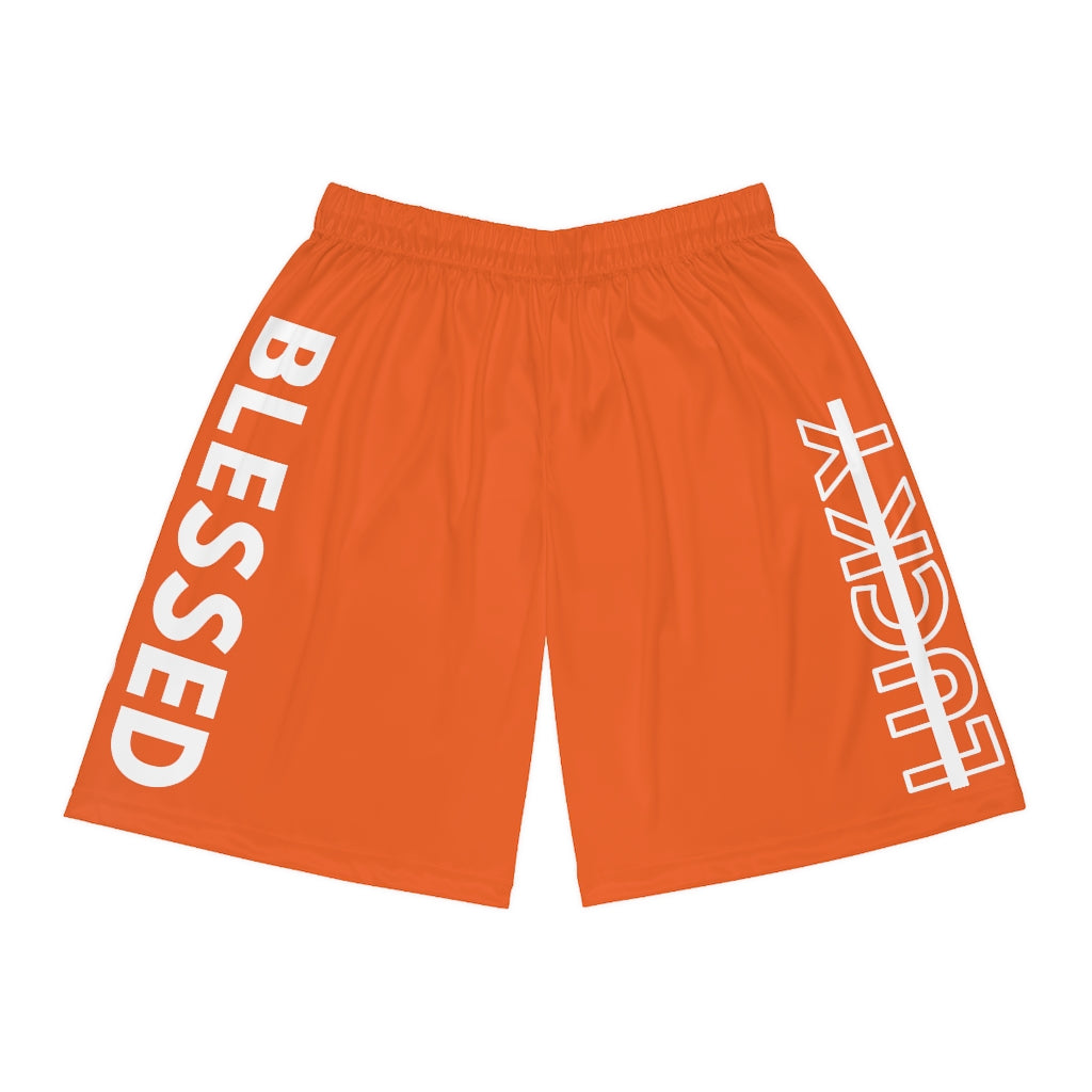 Orange Blessed Not Lucky (Men's Basketball Shorts)