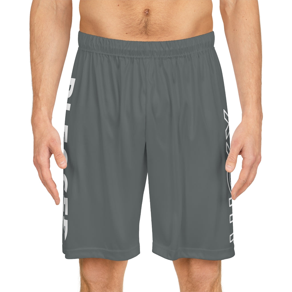 Grey Blessed Not Lucky (Men's Basketball Shorts)