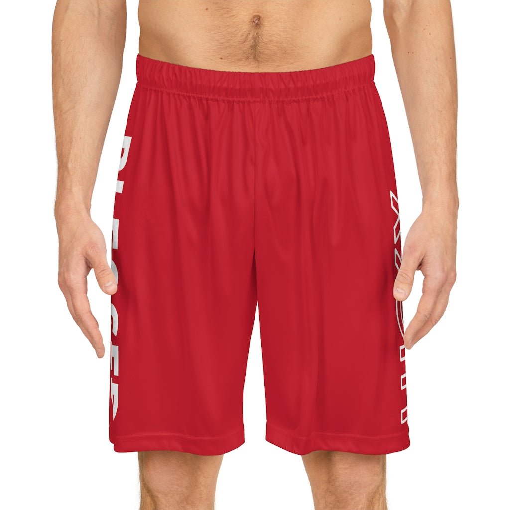 Red Blessed Not Lucky (Men's Basketball Shorts)