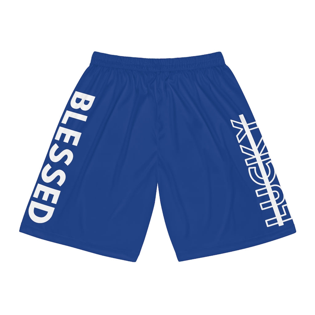 Blue Blessed Not Lucky (Men's Basketball Shorts)