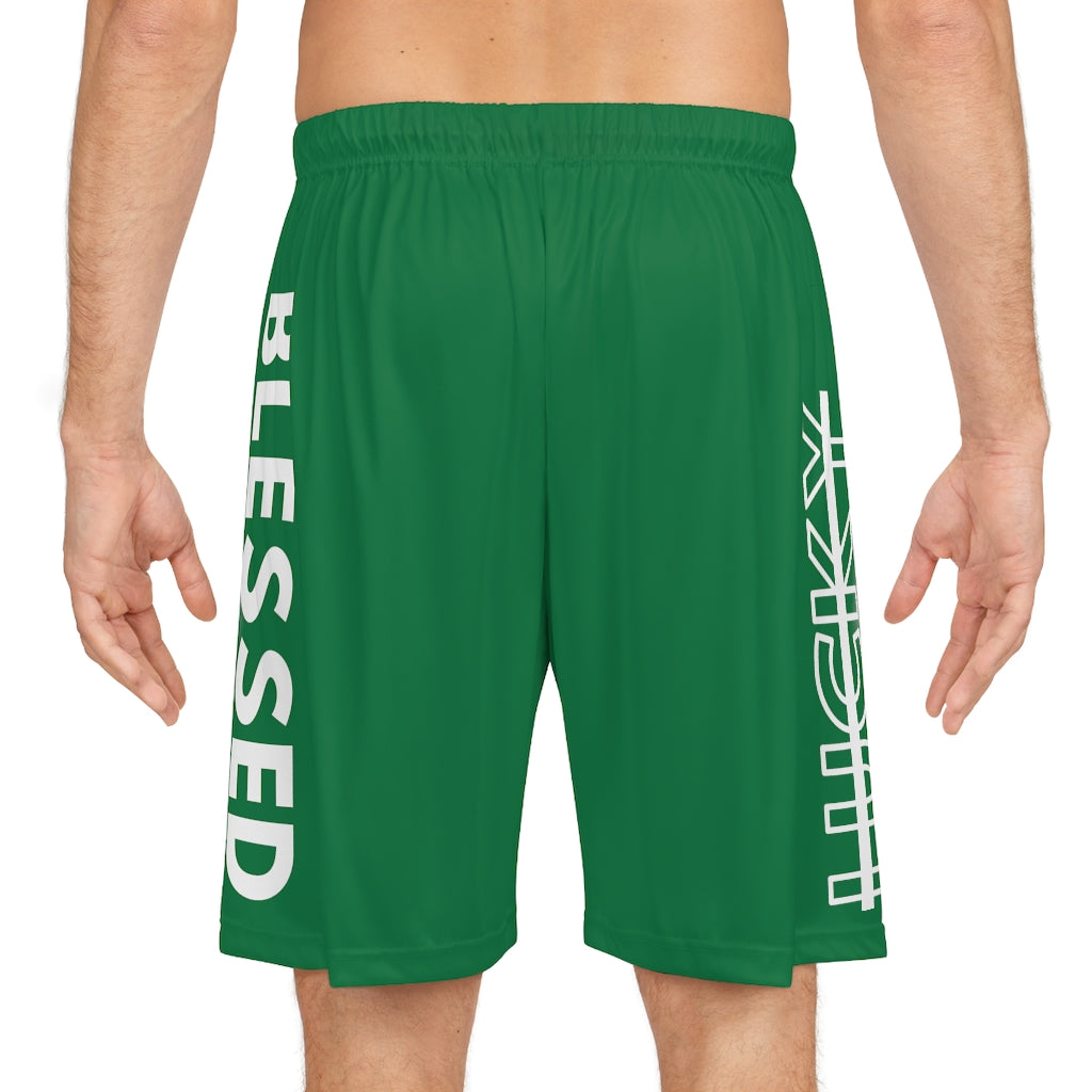 Green Blessed Not Lucky (Men's Basketball Shorts)