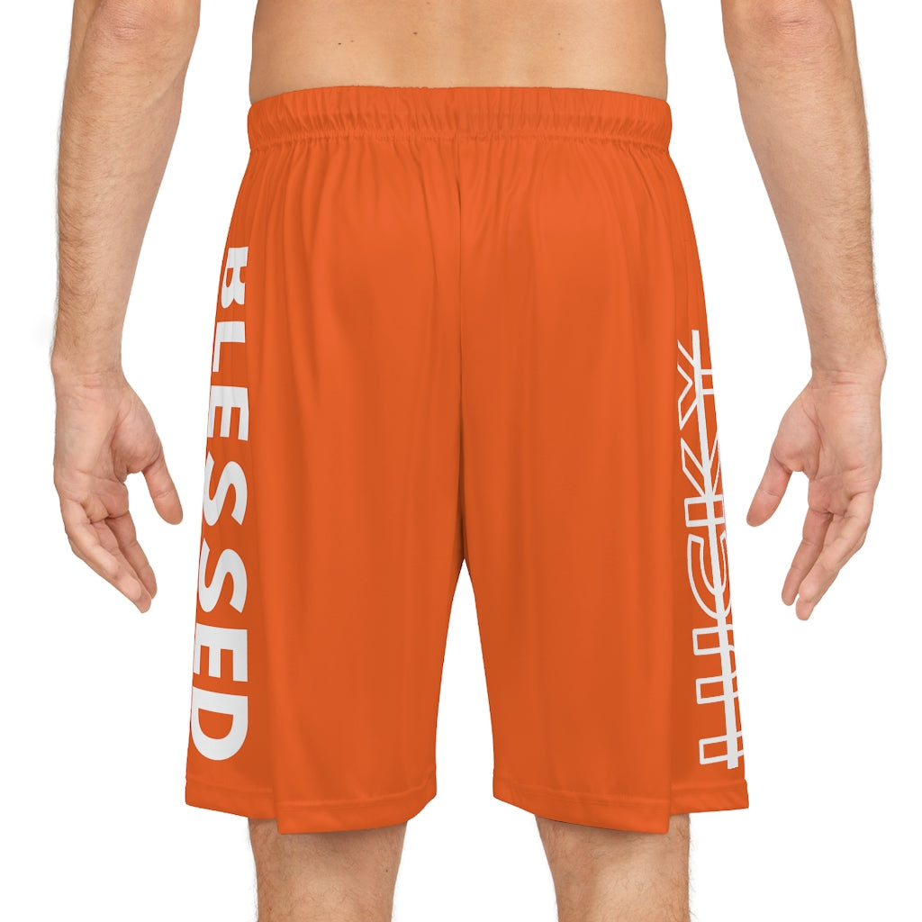 Orange Blessed Not Lucky (Men's Basketball Shorts)