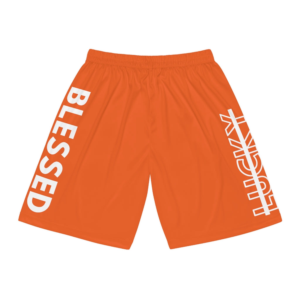 Orange Blessed Not Lucky (Men's Basketball Shorts)