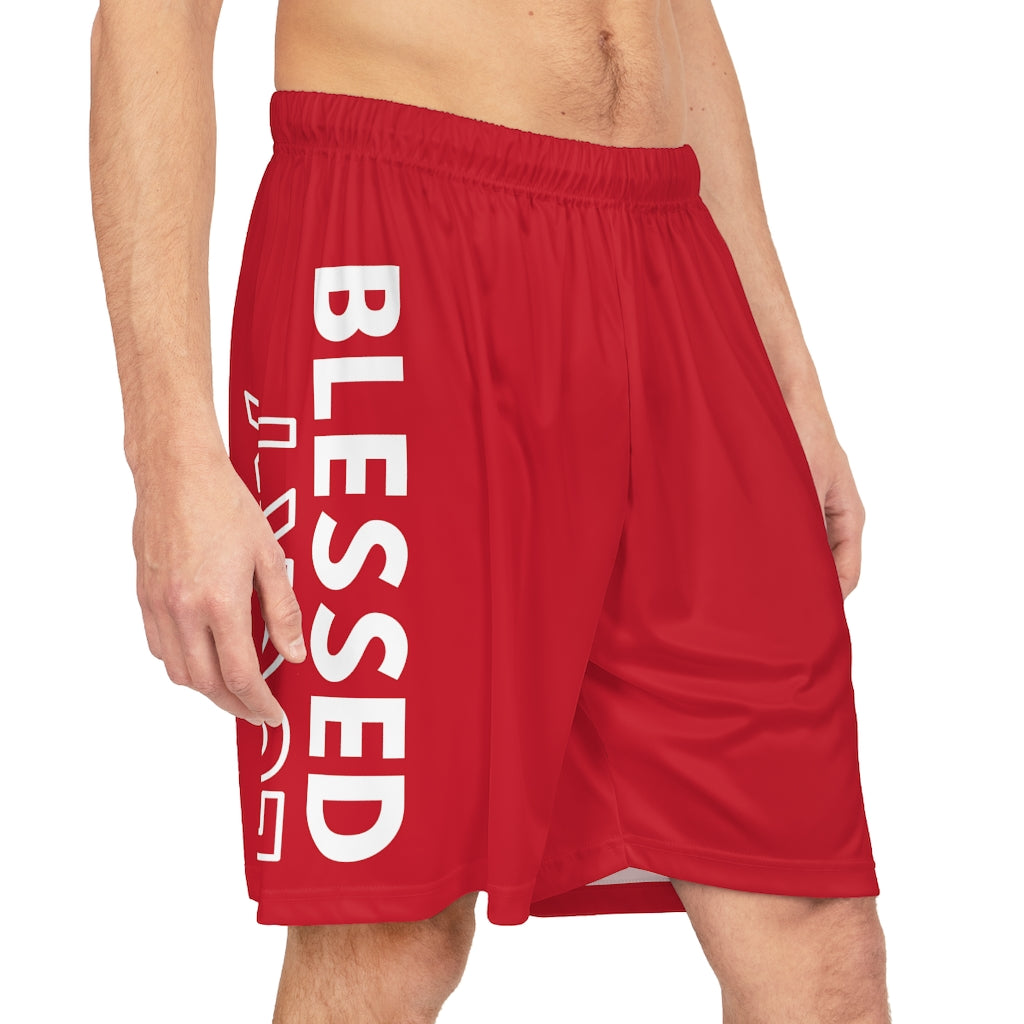 Red Blessed Not Lucky (Men's Basketball Shorts)